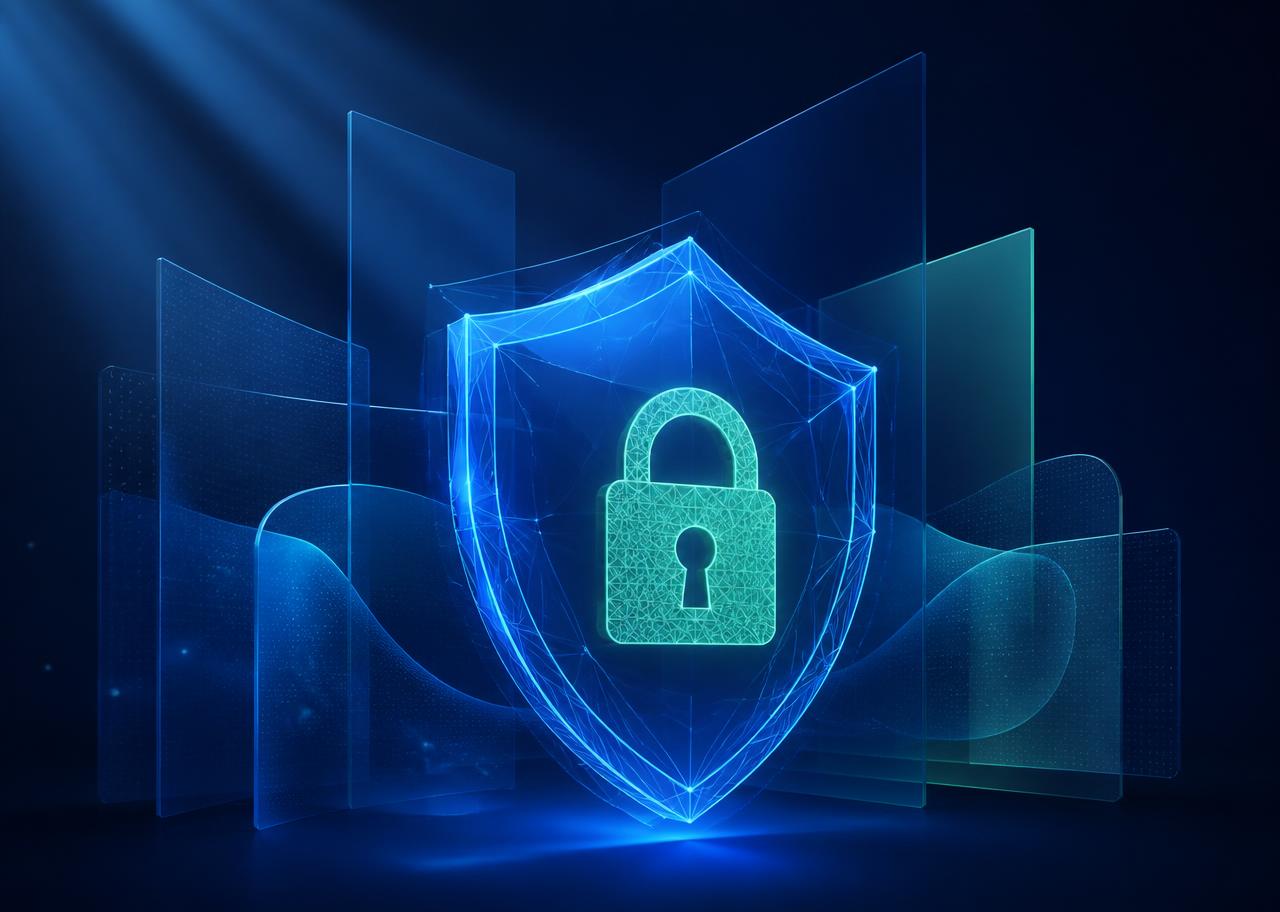 Glowing shield with a lock